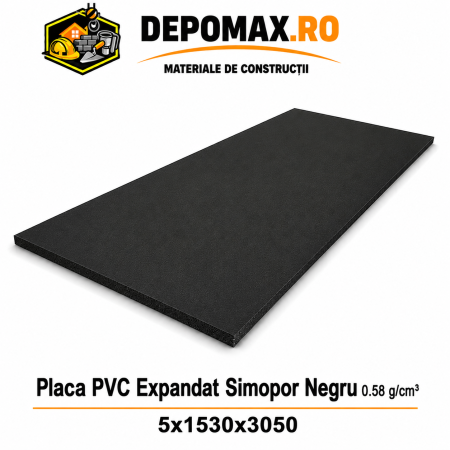 Placa rigida PVC Simopor Negru 0.58 g/cm3, 5x1530x3050 mm